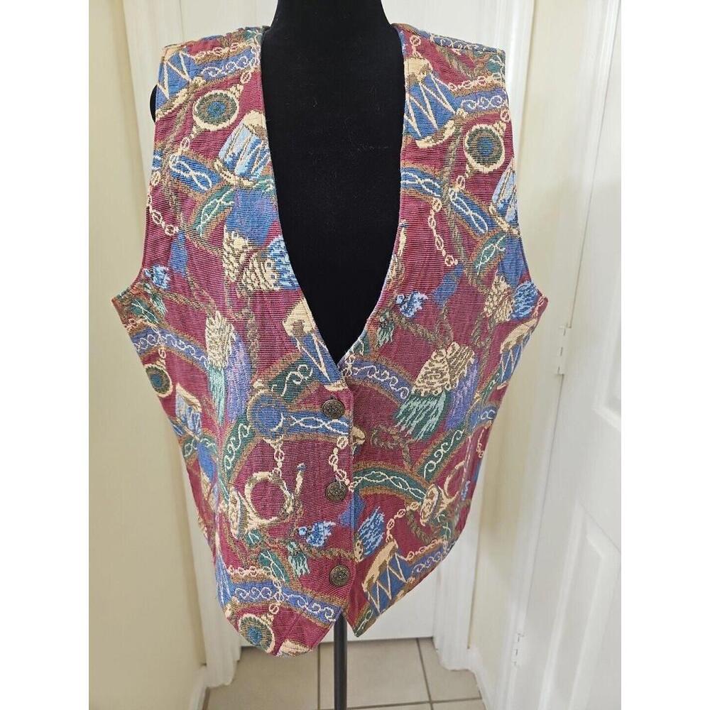 Willowbend Vintage‎ Vest Tapestry Christmas Vest Large Made in the USA